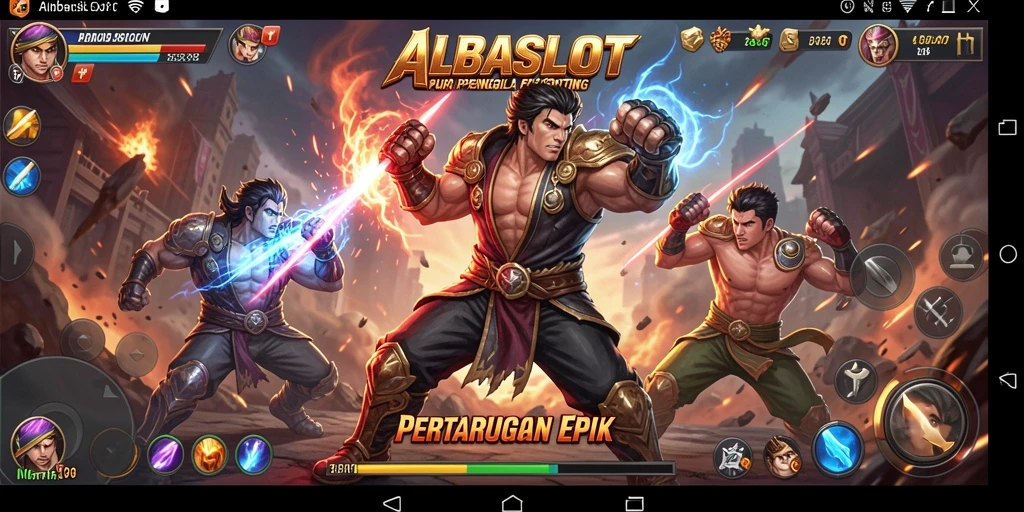Gameplay seru ALBASLOT yang penuh aksi pertarungan.