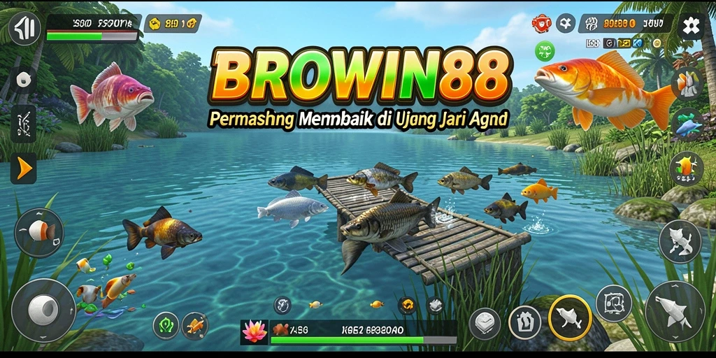 Tampilan screenshot gameplay BROWIN88 dengan suasana memancing yang realistis.