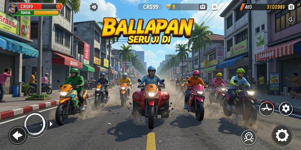 Tampilan gameplay yang mendebarkan dalam balapan CRS99.