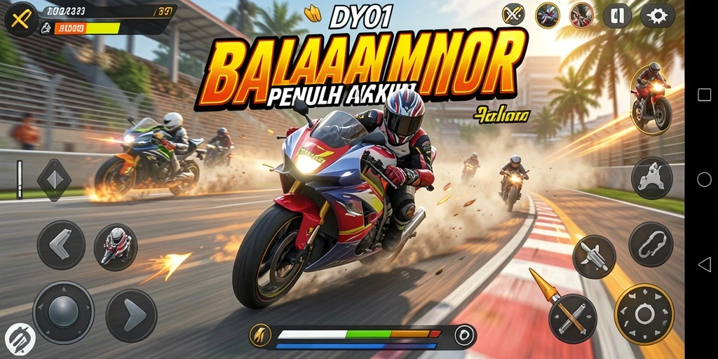 Gameplay mendebarkan dari DY01 dengan balapan motor cepat.