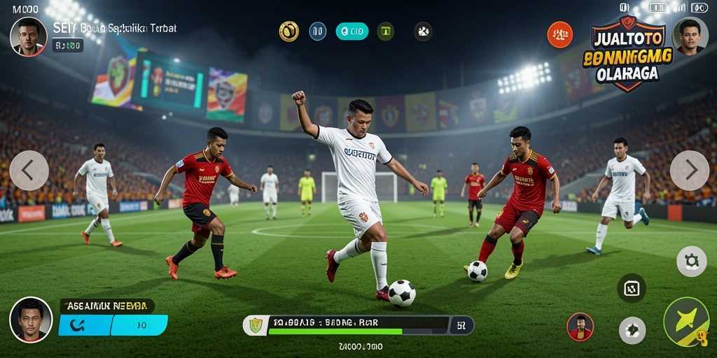 Gameplay JUALTOTO menampilkan aksi sepak bola yang mendebarkan.