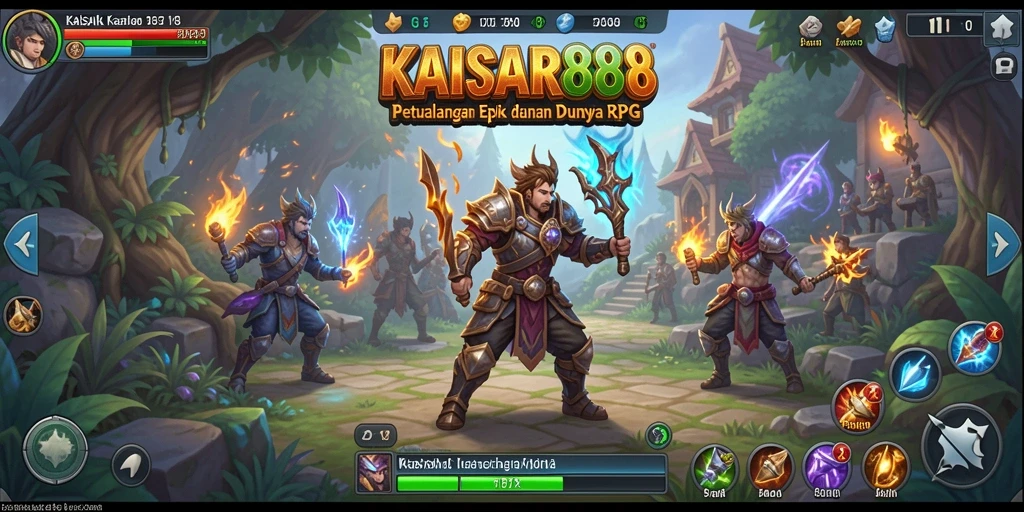 Tampilan utama KAISAR888 yang menggambarkan aksi seru dalam gameplay RPG.