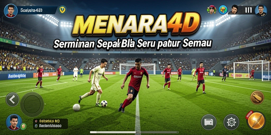 Screenshot MENARA4D menampilkan gameplay sepak bola yang mendebarkan.