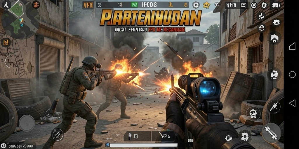 Tangkapan layar menampilkan aksi seru dalam game FPS MPO08.