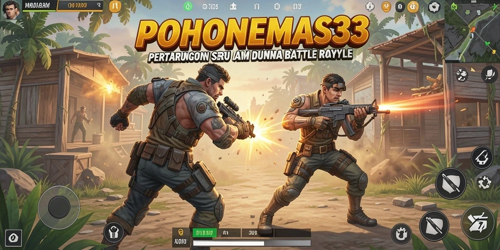 Screenshot dari gameplay seru di POHONEMAS33 Battle Royale.