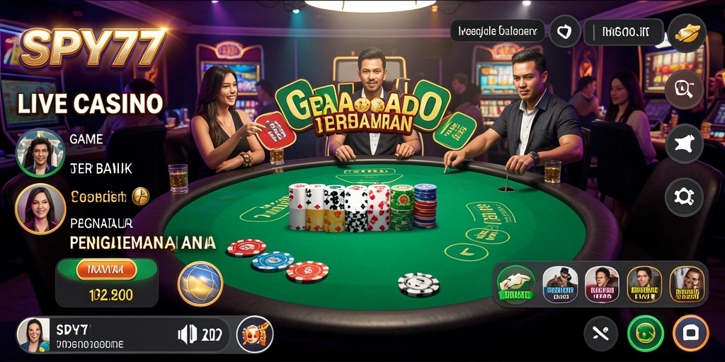Gameplay menarik di SPY77 yang menampilkan dealer langsung dan suasana kasino.